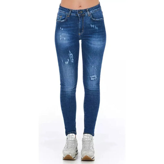 Frankie Morello Blue Other Fibres Women Jeans Frankie Morello