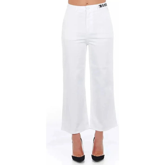 Frankie Morello White Cotton Women Cropped Trouser Frankie Morello