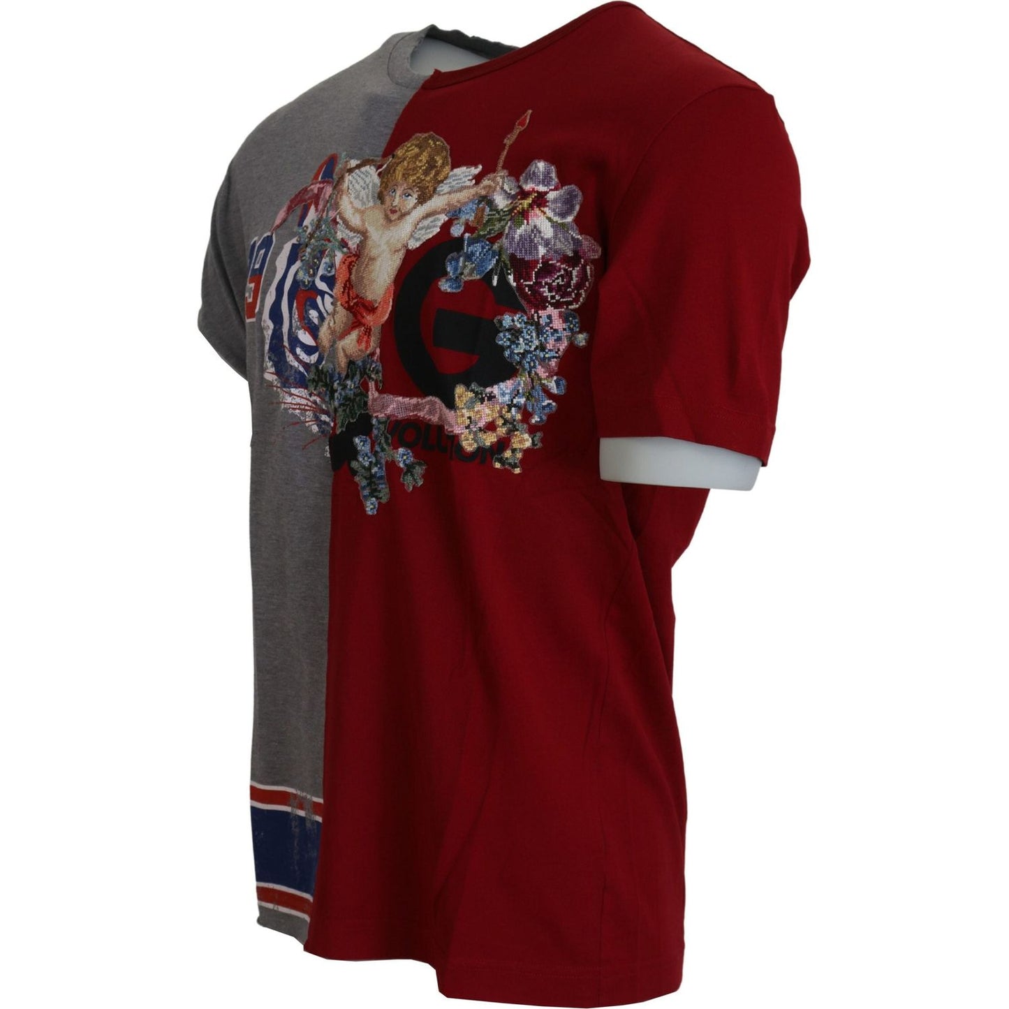 Dolce & Gabbana Red Gray Two Model DG Angel Crewneck T-shirt Dolce & Gabbana