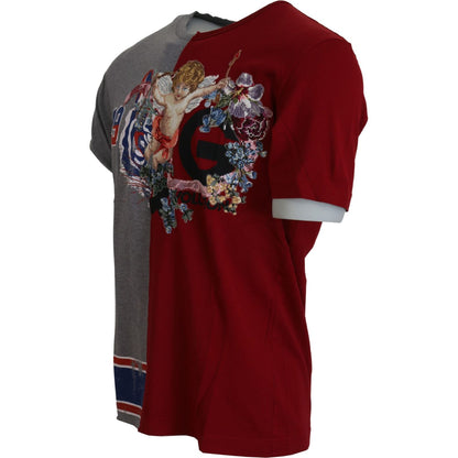 Dolce & Gabbana Red Gray Two Model DG Angel Crewneck T-shirt Dolce & Gabbana