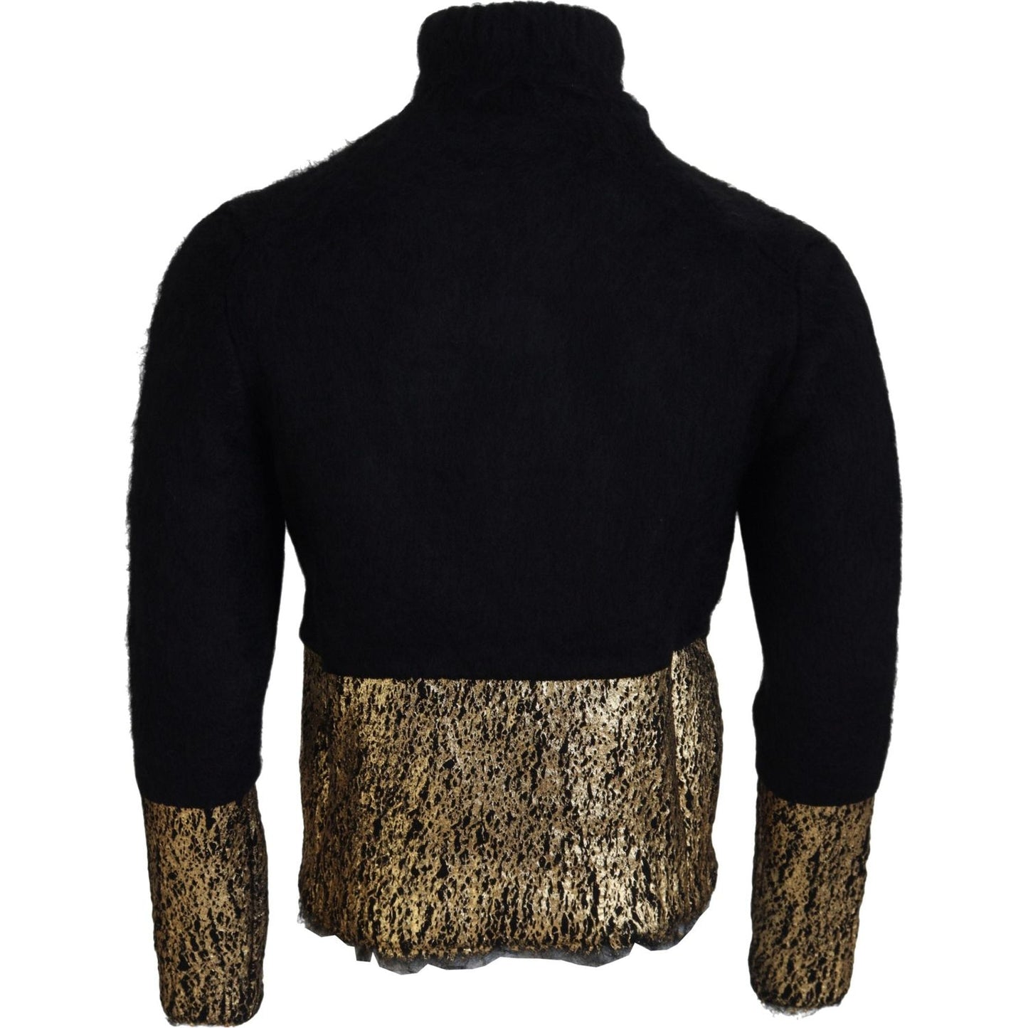 Dolce & Gabbana Black Gold Turtleneck Mohair Pullover Mens Sweater Dolce & Gabbana