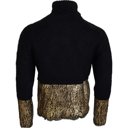 Dolce & Gabbana Black Gold Turtleneck Mohair Pullover Mens Sweater Dolce & Gabbana
