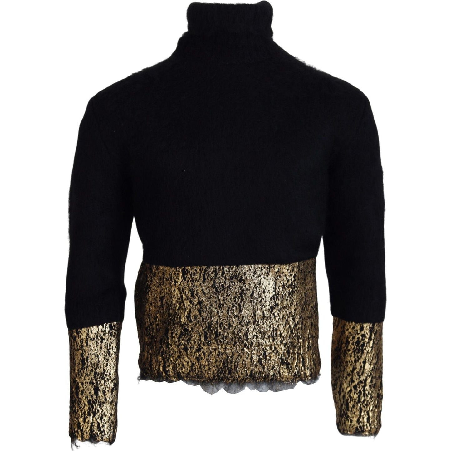 Dolce & Gabbana Black Gold Turtleneck Mohair Pullover Mens Sweater Dolce & Gabbana