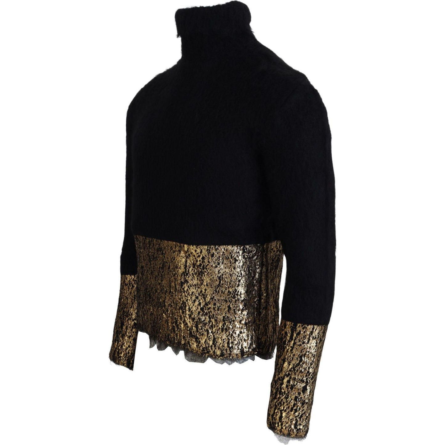 Dolce & Gabbana Black Gold Turtleneck Mohair Pullover Mens Sweater Dolce & Gabbana