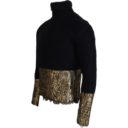 Dolce & Gabbana Black Gold Turtleneck Mohair Pullover Mens Sweater Dolce & Gabbana