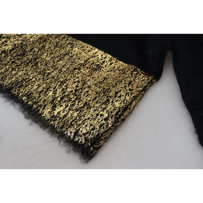 Dolce & Gabbana Black Gold Turtleneck Mohair Pullover Mens Sweater Dolce & Gabbana