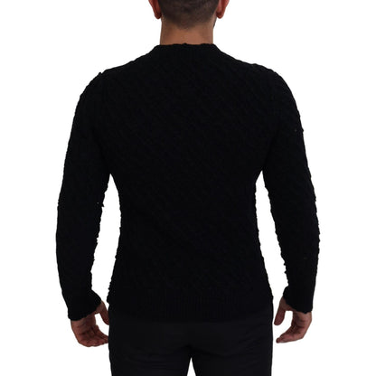 Dolce & Gabbana Black Wool V-neck Knitted Pullover Sweater Dolce & Gabbana