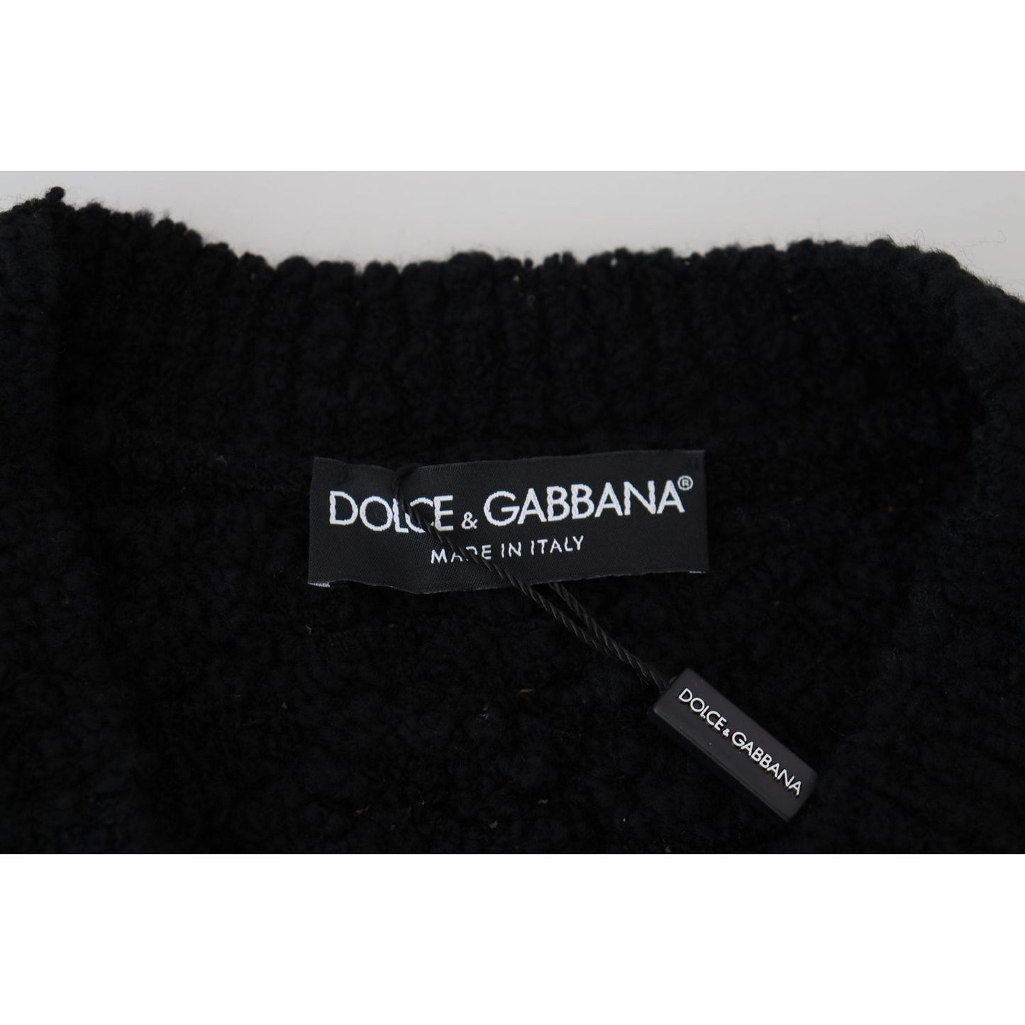 Dolce & Gabbana Black Wool V-neck Knitted Pullover Sweater Dolce & Gabbana