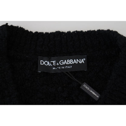 Dolce & Gabbana Black Wool V-neck Knitted Pullover Sweater Dolce & Gabbana