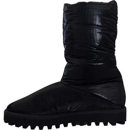 Dolce & Gabbana Black Boots Padded Mid Calf Winter Shoes Dolce & Gabbana