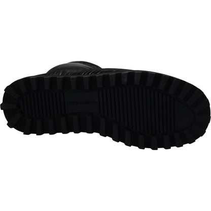 Dolce & Gabbana Black Boots Padded Mid Calf Winter Shoes Dolce & Gabbana