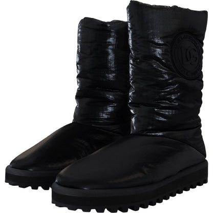 Dolce & Gabbana Black Boots Padded Mid Calf Winter Shoes Dolce & Gabbana
