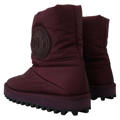 Dolce & Gabbana Bordeaux Nylon Boots Padded Mid Shoes Dolce & Gabbana