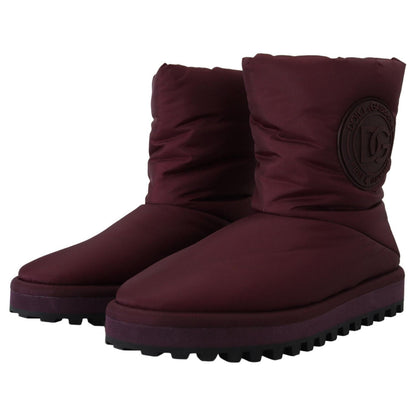 Dolce & Gabbana Bordeaux Nylon Boots Padded Mid Shoes Dolce & Gabbana