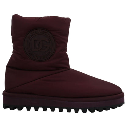 Dolce & Gabbana Bordeaux Nylon Boots Padded Mid Shoes Dolce & Gabbana