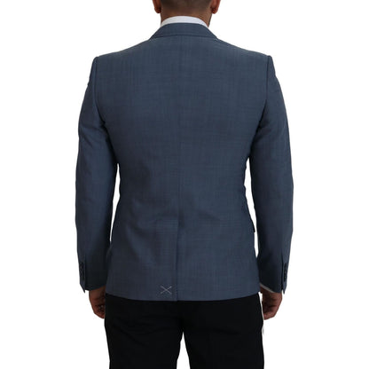 Dolce & Gabbana Blue Wool Stretch Slim Fit Jacket Blazer Dolce & Gabbana