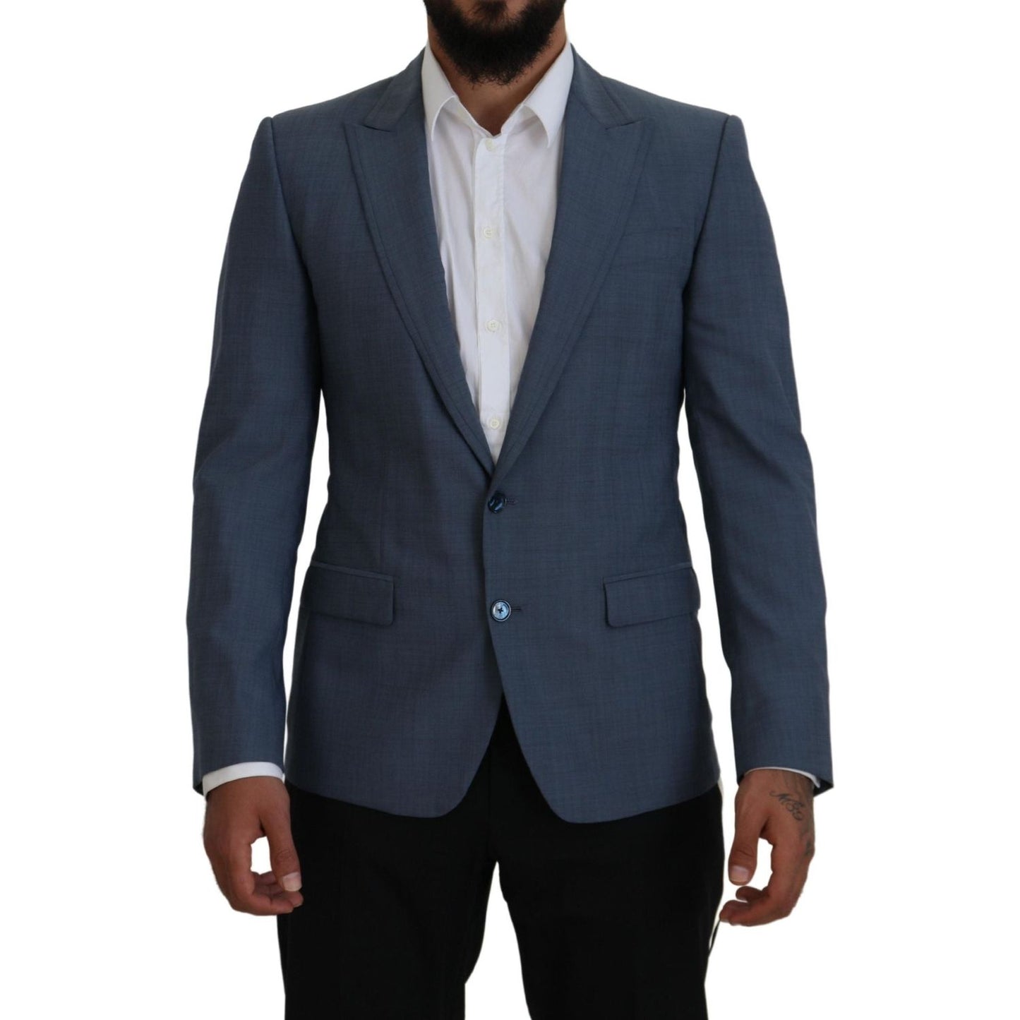 Dolce & Gabbana Blue Wool Stretch Slim Fit Jacket Blazer Dolce & Gabbana