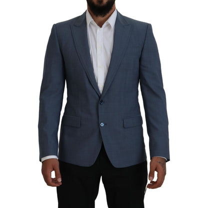 Dolce & Gabbana Blue Wool Stretch Slim Fit Jacket Blazer Dolce & Gabbana