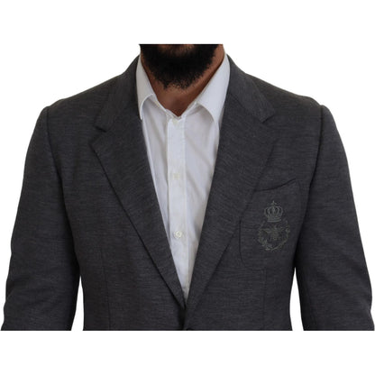Dolce & Gabbana Gray Wool Stretch Slim Fit Jacket Blazer Dolce & Gabbana