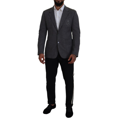 Dolce & Gabbana Gray Wool Stretch Slim Fit Jacket Blazer Dolce & Gabbana