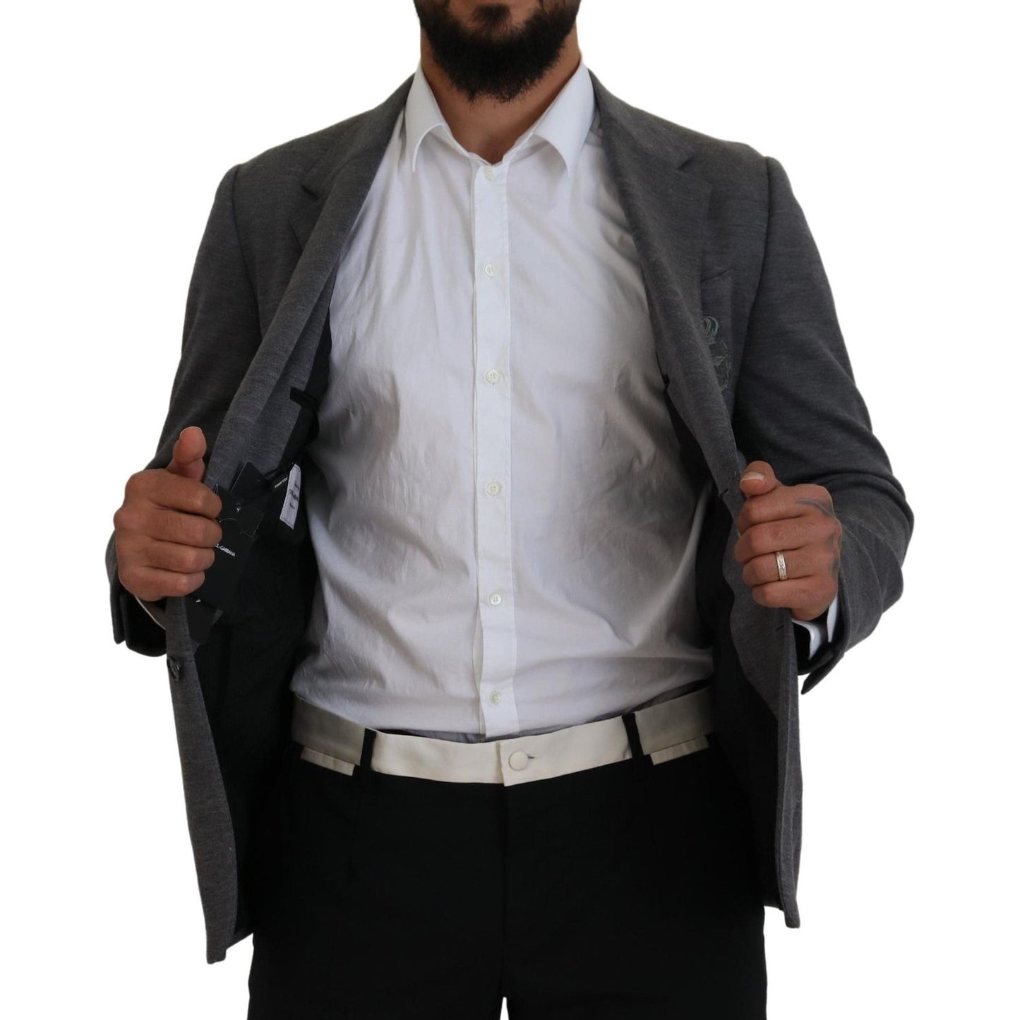 Dolce & Gabbana Gray Wool Stretch Slim Fit Jacket Blazer Dolce & Gabbana