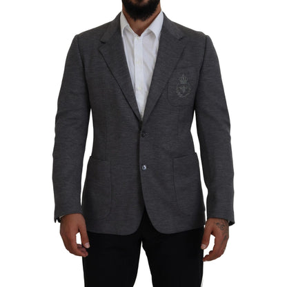 Dolce & Gabbana Gray Wool Stretch Slim Fit Jacket Blazer Dolce & Gabbana