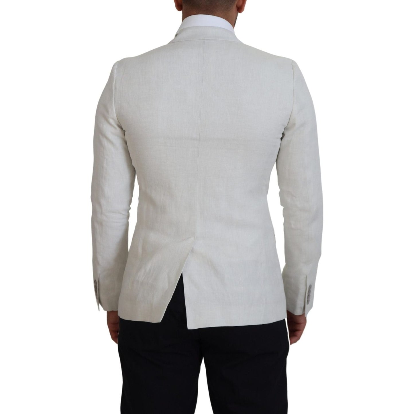 Dolce & Gabbana White Linen Slim Fit Jacket Blazer Dolce & Gabbana