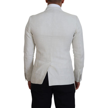 Dolce & Gabbana White Linen Slim Fit Jacket Blazer Dolce & Gabbana