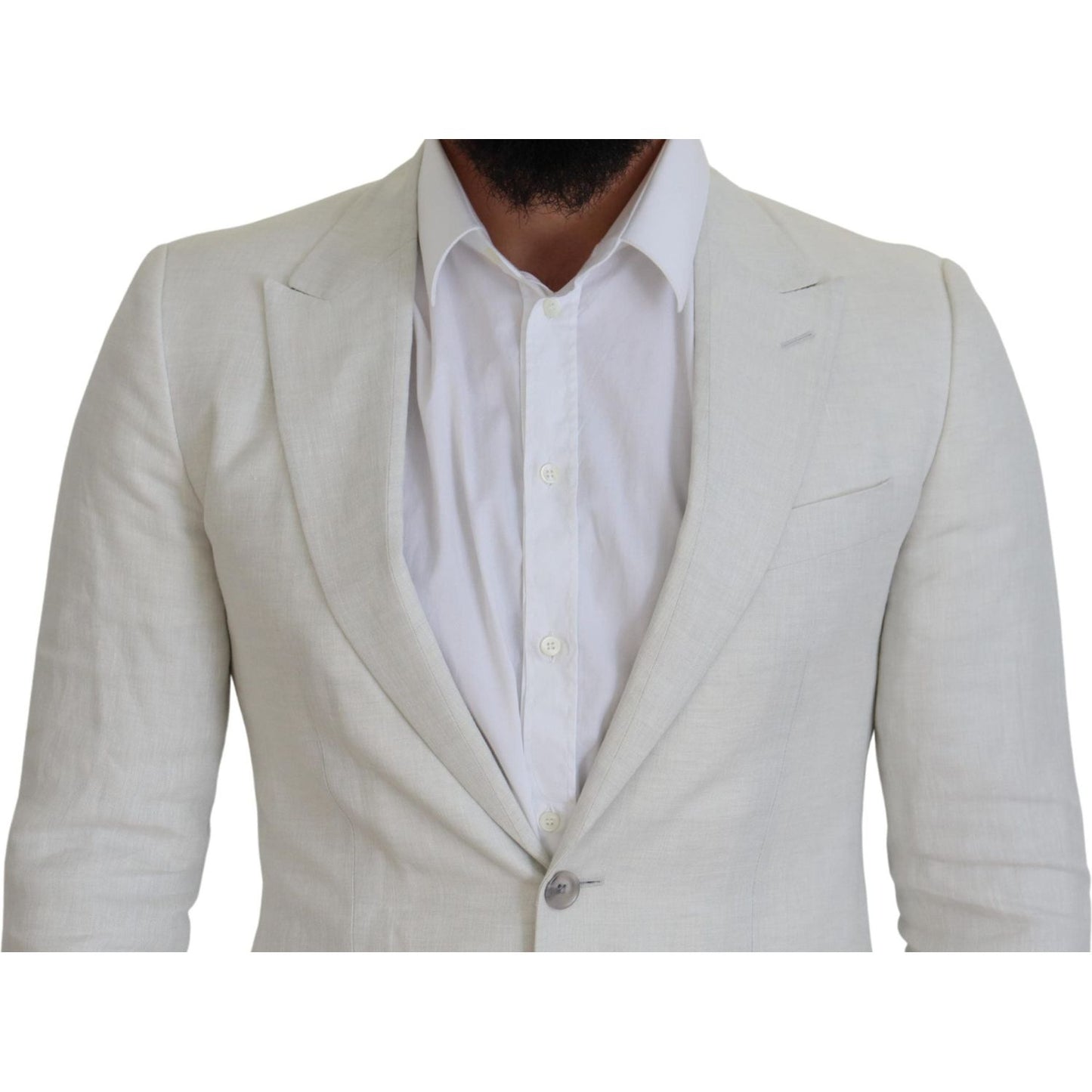 Dolce & Gabbana White Linen Slim Fit Jacket Blazer Dolce & Gabbana