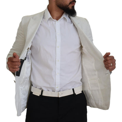Dolce & Gabbana White Linen Slim Fit Jacket Blazer Dolce & Gabbana