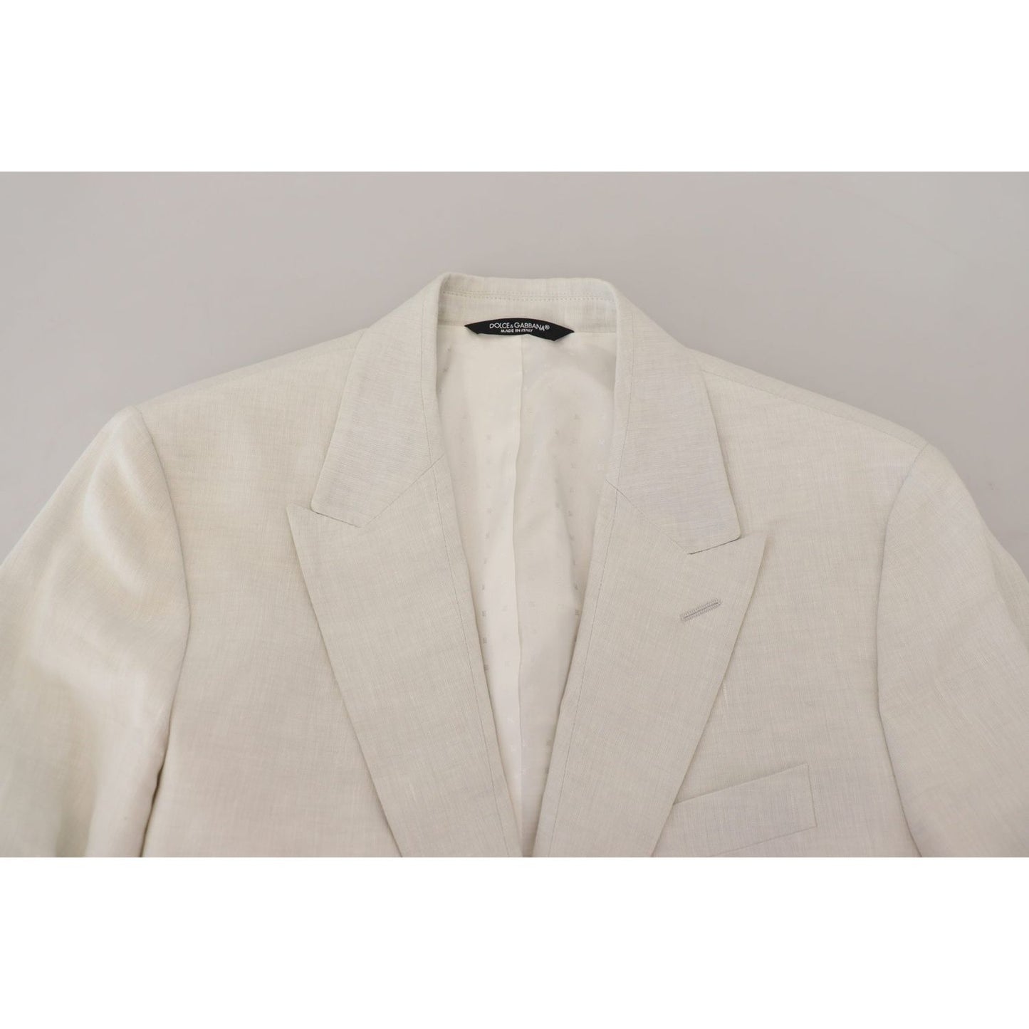 Dolce & Gabbana White Linen Slim Fit Jacket Blazer Dolce & Gabbana