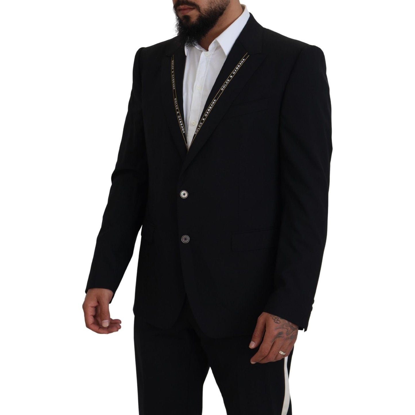 Dolce & Gabbana Black Wool Stretch Slim Fit Jacket Blazer Dolce & Gabbana