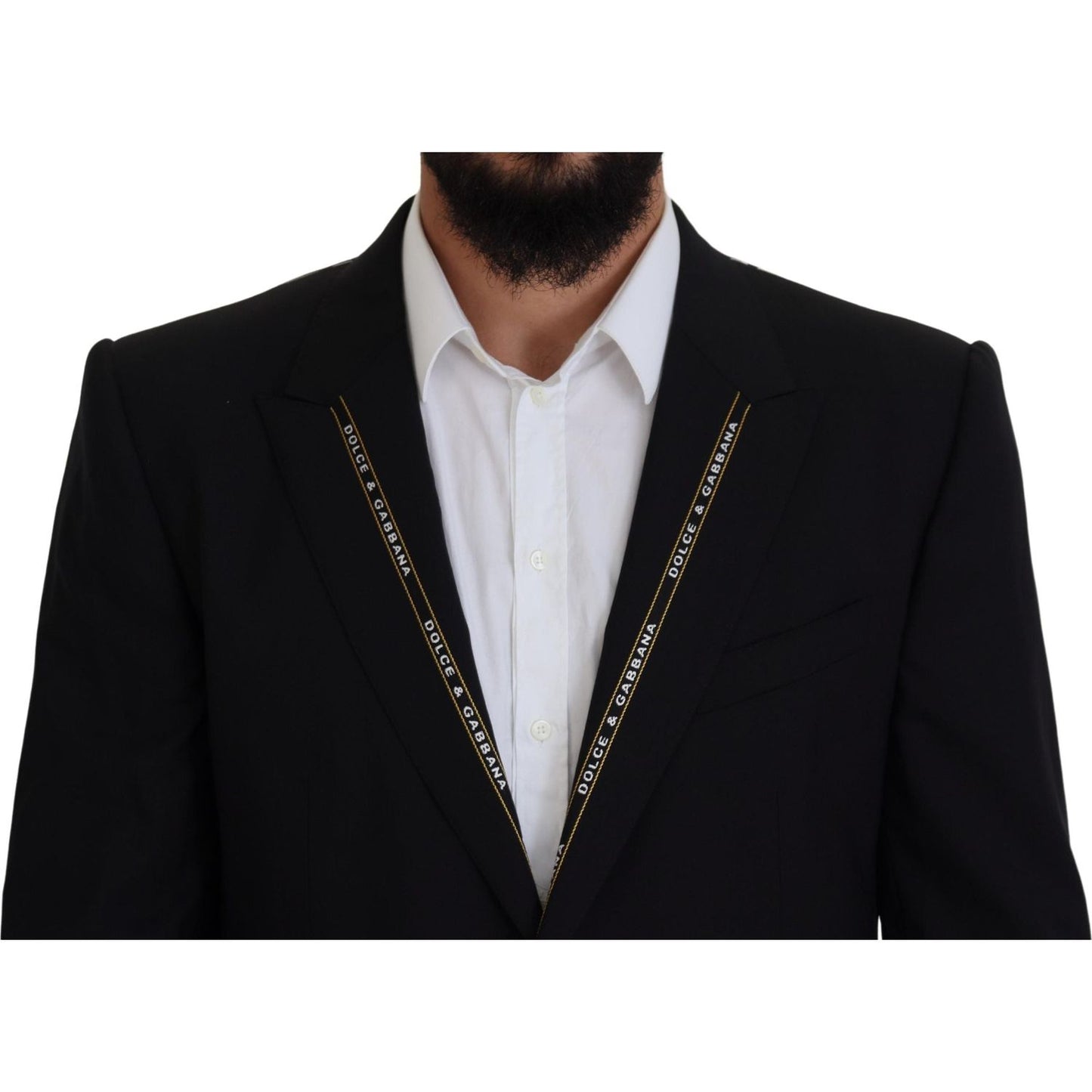 Dolce & Gabbana Black Wool Stretch Slim Fit Jacket Blazer Dolce & Gabbana