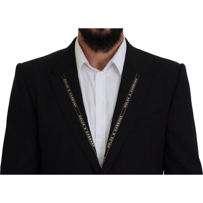 Dolce & Gabbana Black Wool Stretch Slim Fit Jacket Blazer Dolce & Gabbana