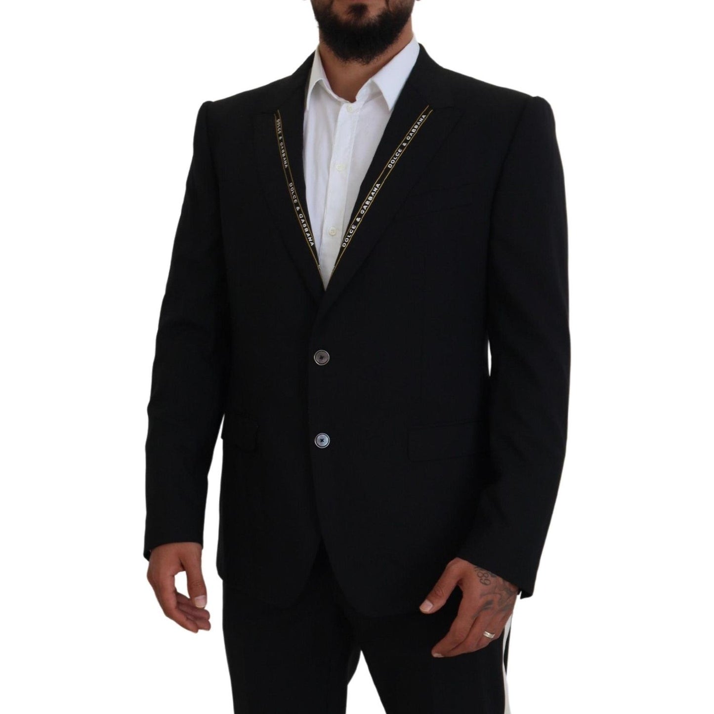Dolce & Gabbana Black Wool Stretch Slim Fit Jacket Blazer Dolce & Gabbana