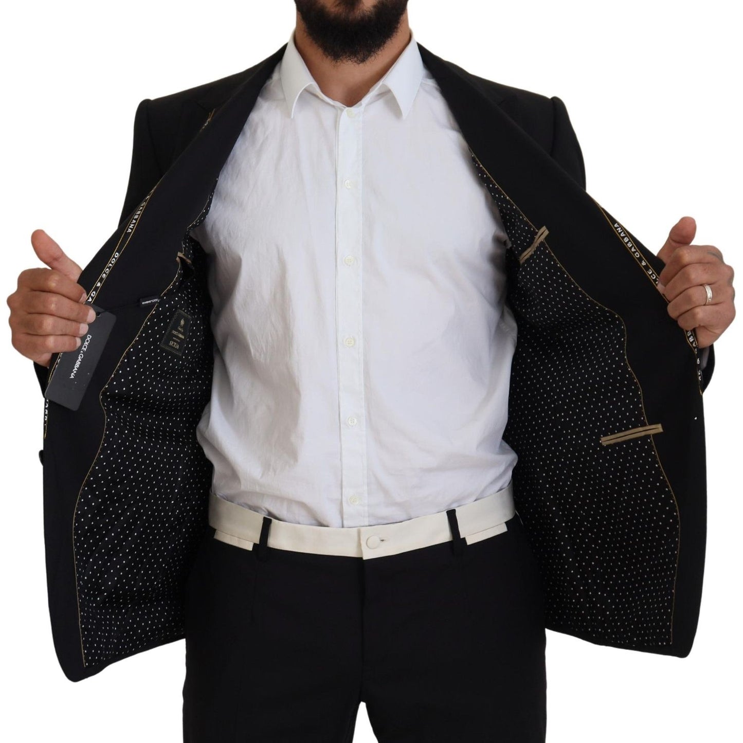 Dolce & Gabbana Black Wool Stretch Slim Fit Jacket Blazer Dolce & Gabbana