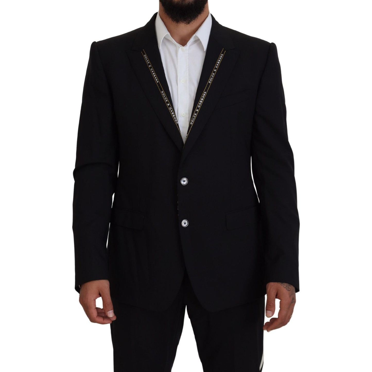 Dolce & Gabbana Black Wool Stretch Slim Fit Jacket Blazer Dolce & Gabbana