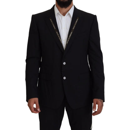 Dolce & Gabbana Black Wool Stretch Slim Fit Jacket Blazer Dolce & Gabbana