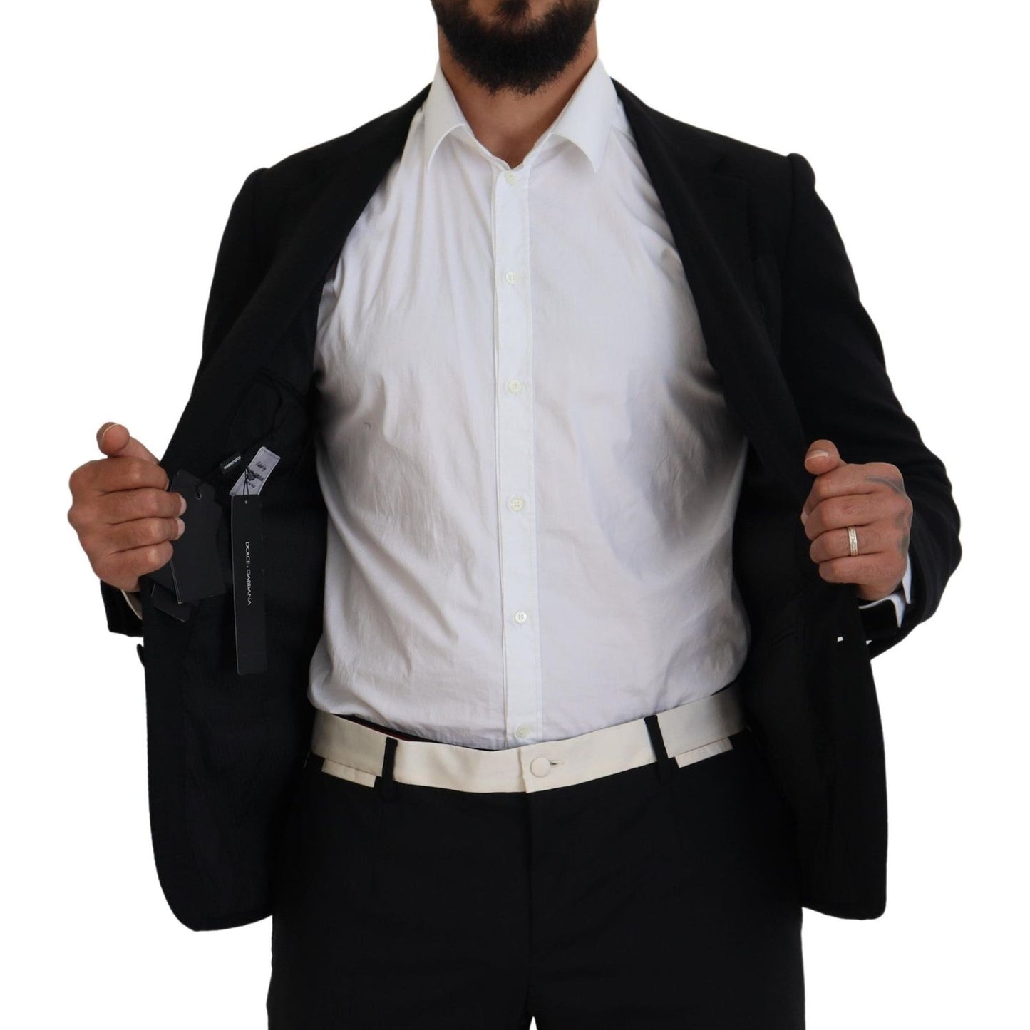 Dolce & Gabbana Black Wool Crown Slim Fit Jacket Blazer Dolce & Gabbana