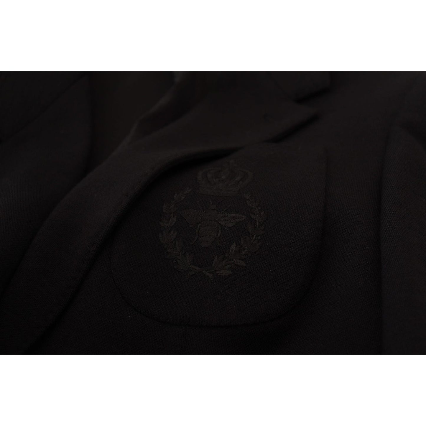 Dolce & Gabbana Black Wool Crown Slim Fit Jacket Blazer Dolce & Gabbana