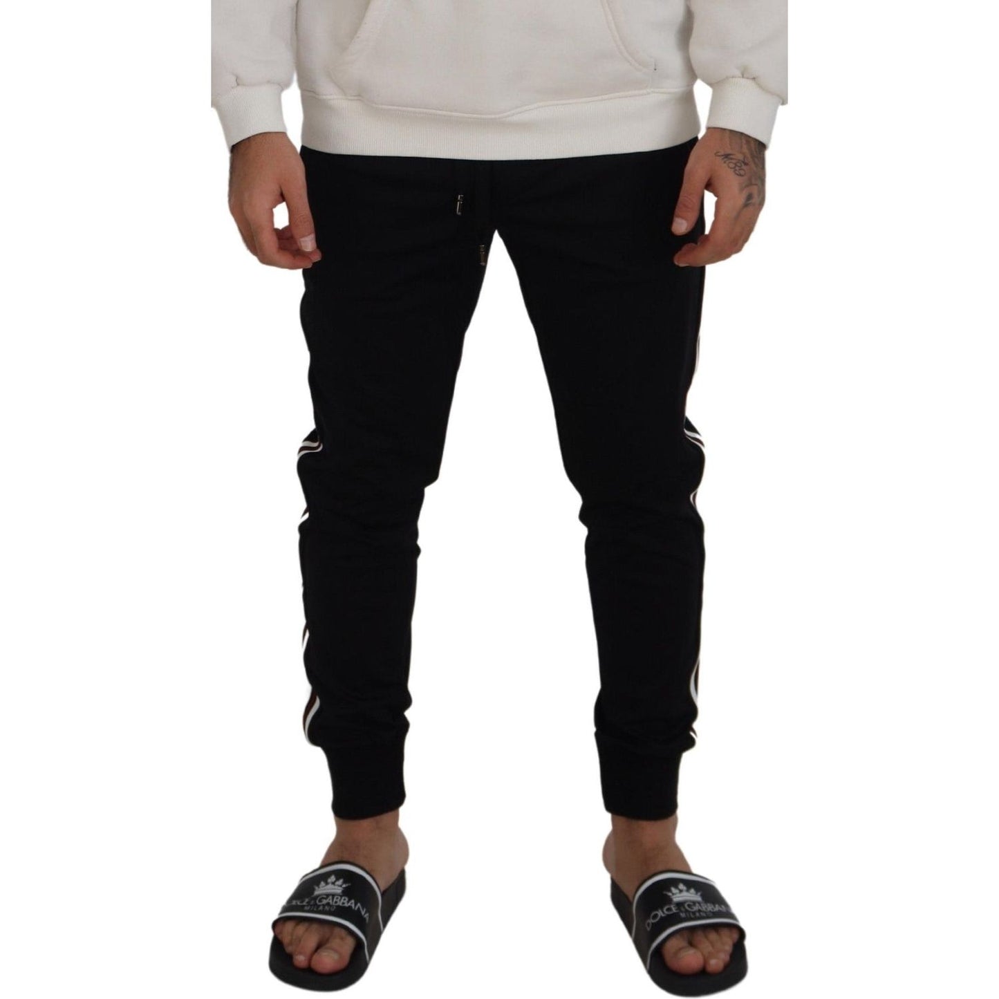 Dolce & Gabbana Black DG Print Mens Jogger Pants Dolce & Gabbana