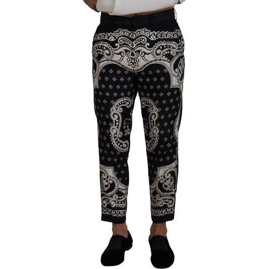 Dolce & Gabbana Black Silk Bandana Print Pants Dolce & Gabbana