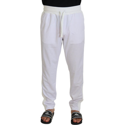 Dolce & Gabbana White Polyester Crown Logo Jogger Pants Dolce & Gabbana