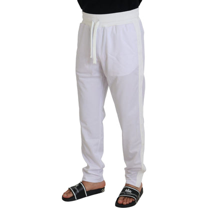 Dolce & Gabbana White Polyester Crown Logo Jogger Pants Dolce & Gabbana