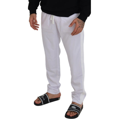 Dolce & Gabbana White Polyester Crown Logo Jogger Pants Dolce & Gabbana