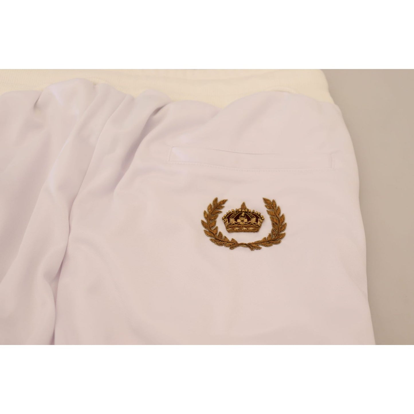 Dolce & Gabbana White Polyester Crown Logo Jogger Pants Dolce & Gabbana
