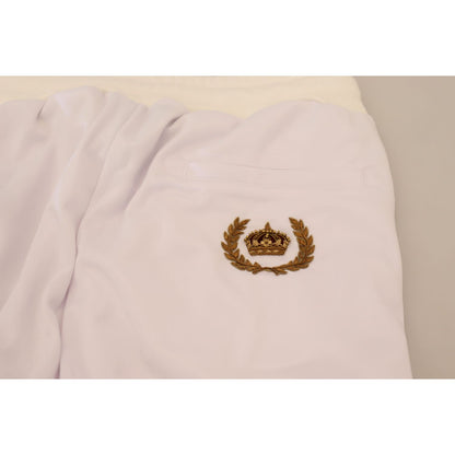 Dolce & Gabbana White Polyester Crown Logo Jogger Pants Dolce & Gabbana