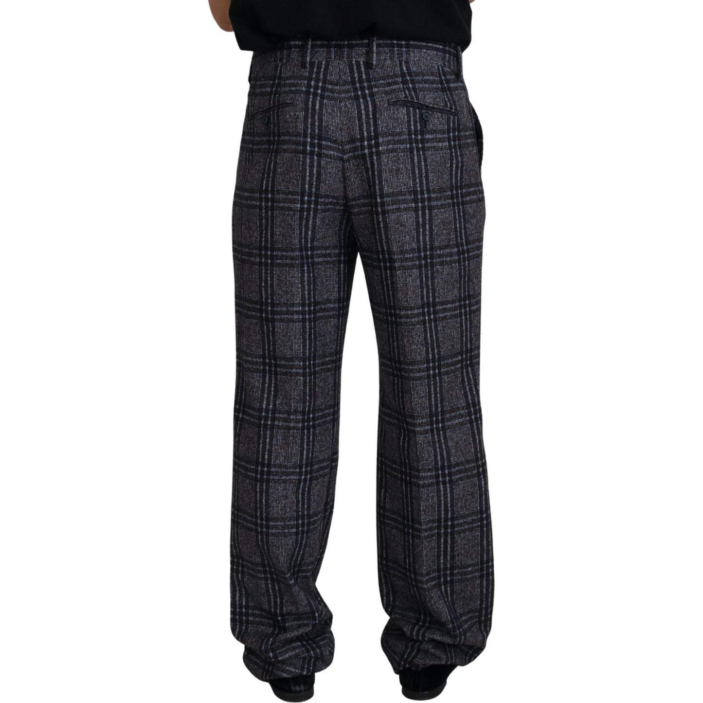 Dolce & Gabbana Gray Checkered Mid Waist Men Pants Dolce & Gabbana
