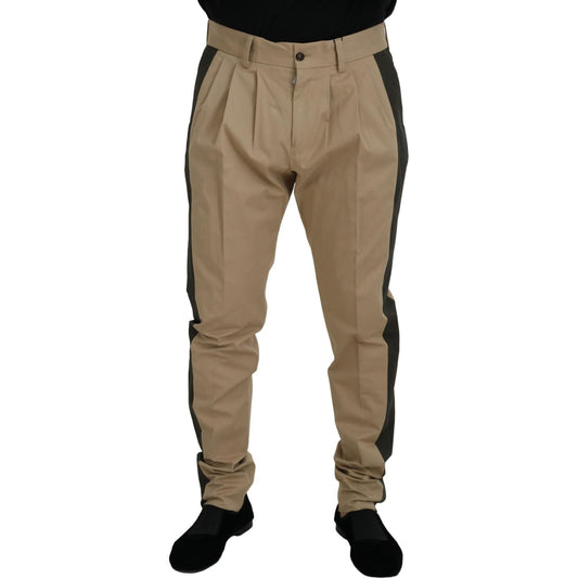 Dolce & Gabbana Brown Black Cotton Chino Men Pants Dolce & Gabbana