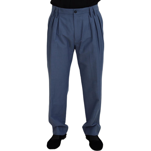 Dolce & Gabbana Blue Linen Chino Men Formal Pants Dolce & Gabbana